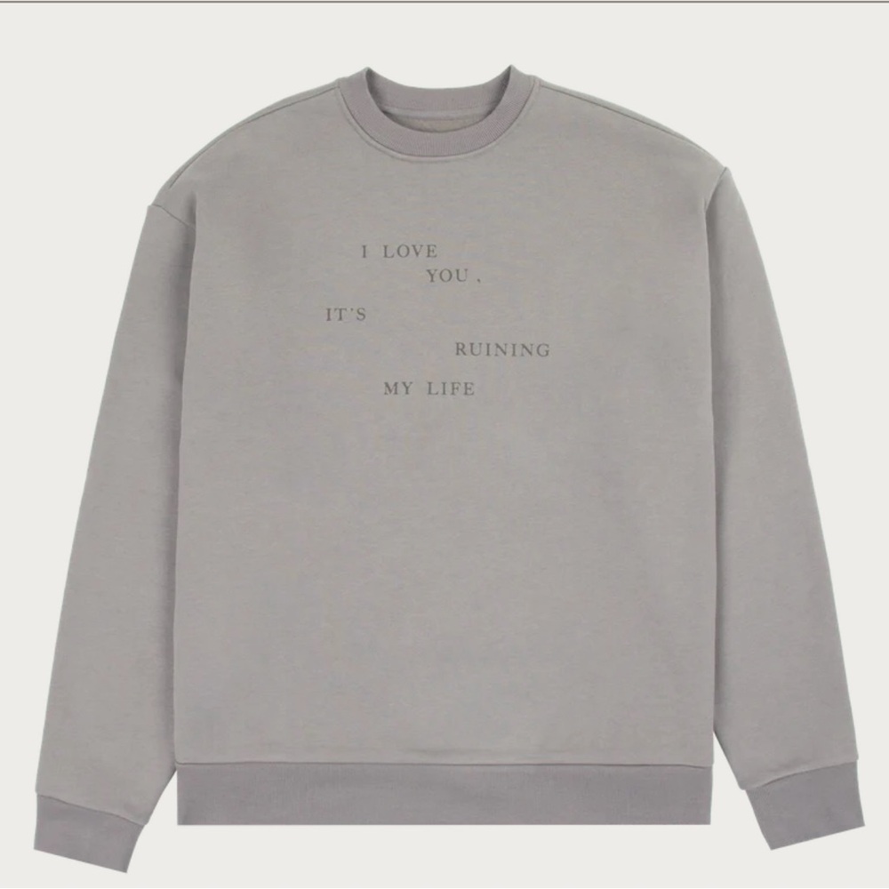 Taylor Swift TTPD I Love You It's Ruining My Life Gray Crewneck